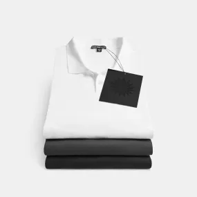 3 Pack Luxe Lotus Jersey Polo - Black/White/Carbon