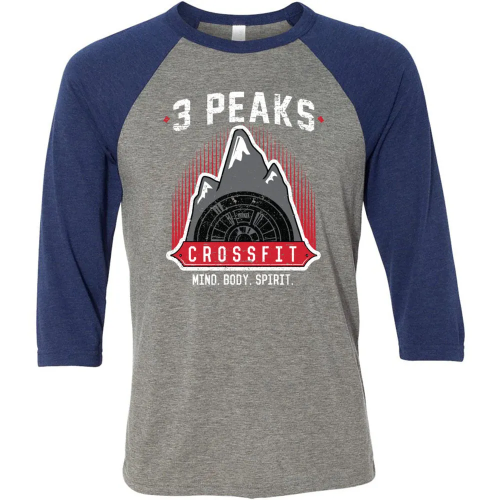 3 Peak CrossFit - 100 - Stacked - Men's Baseball T-Shirt