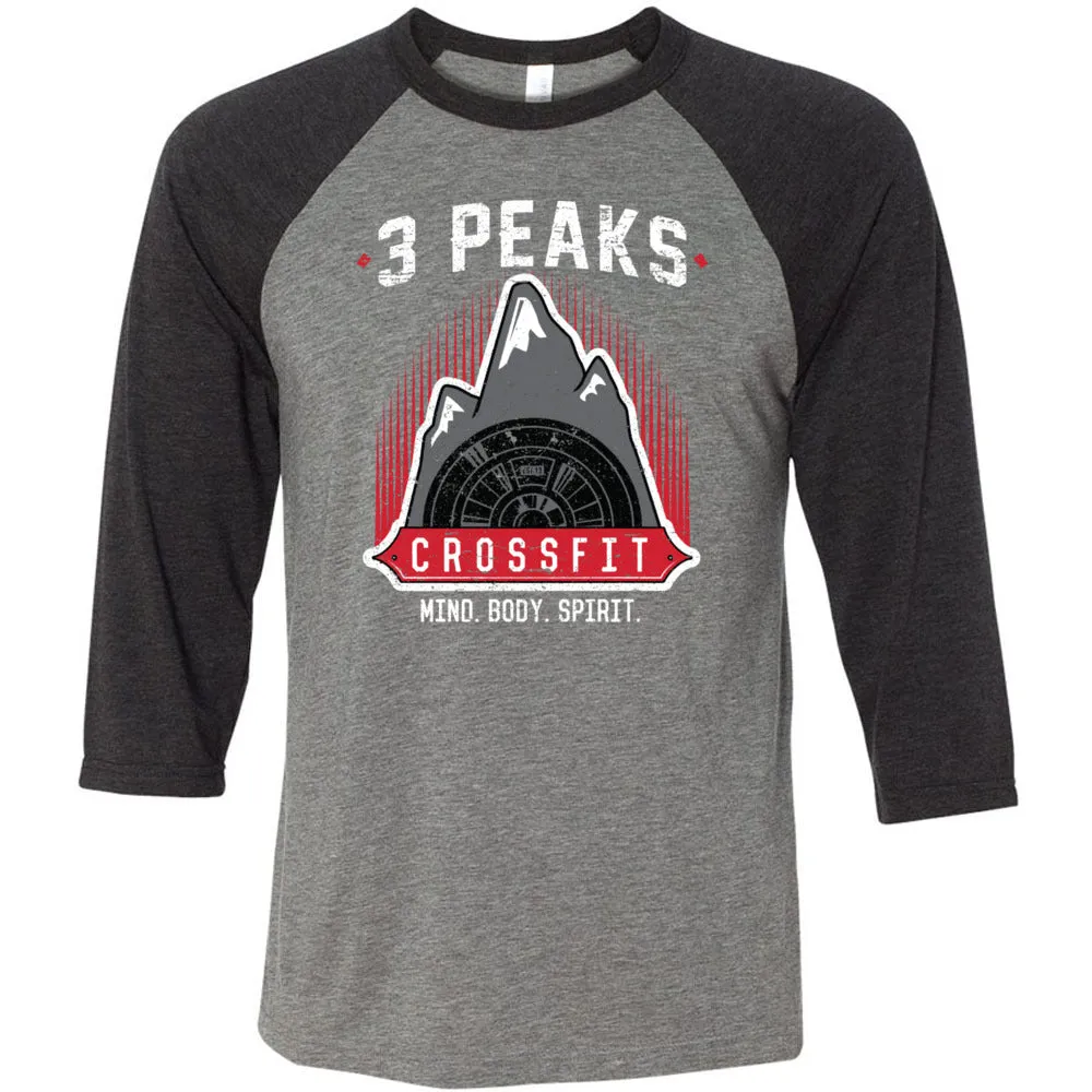 3 Peak CrossFit - 100 - Stacked - Men's Baseball T-Shirt