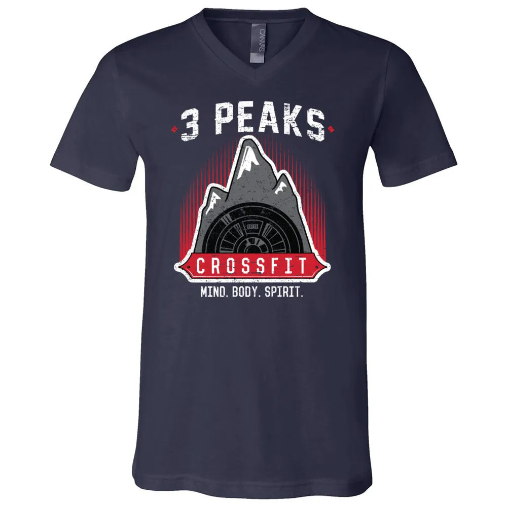 3 Peak CrossFit - 100 - Stacked - Men's V-Neck T-Shirt