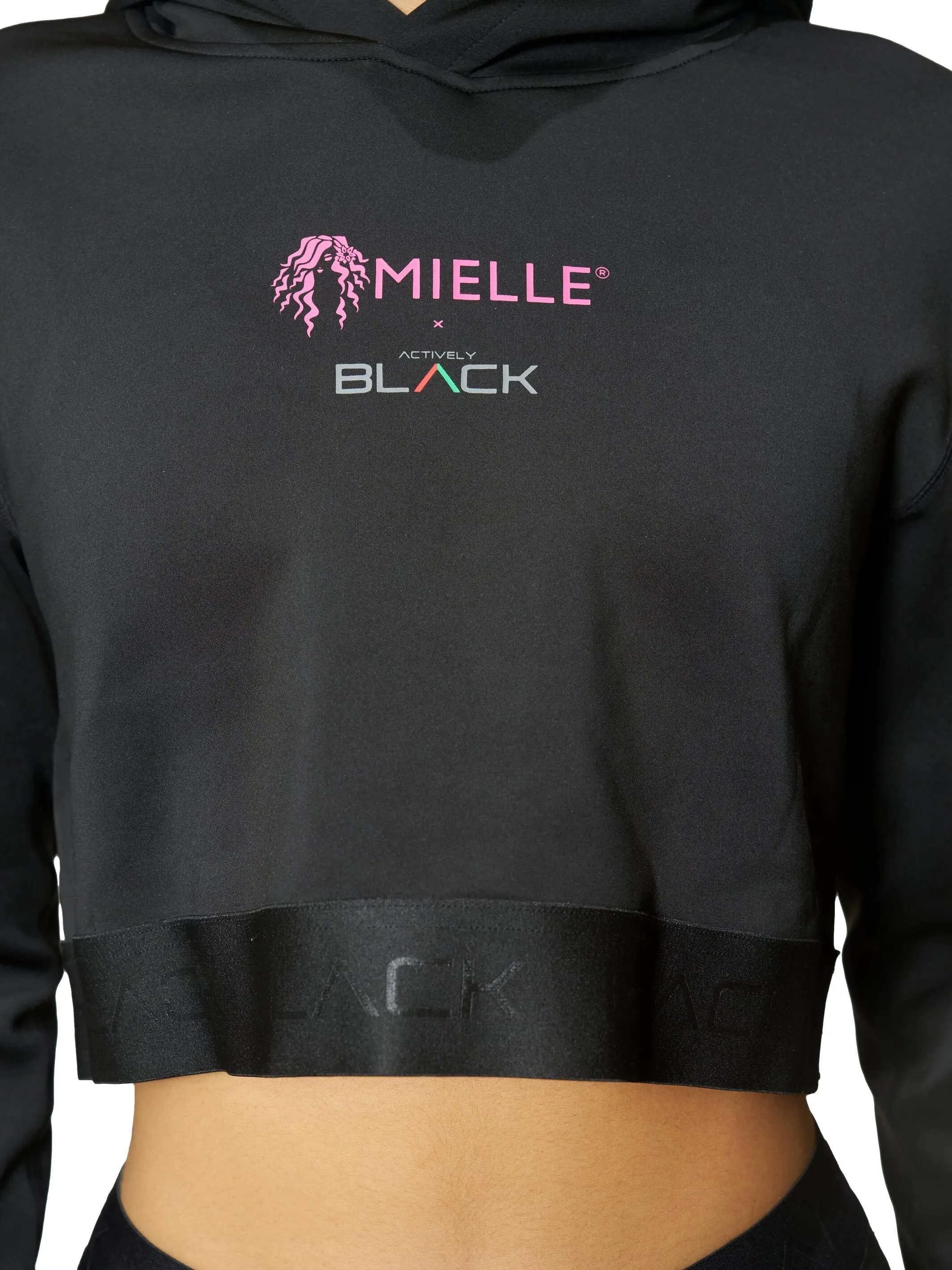 Actively Black x Mielle Pink Long Sleeve Crop Hoodie