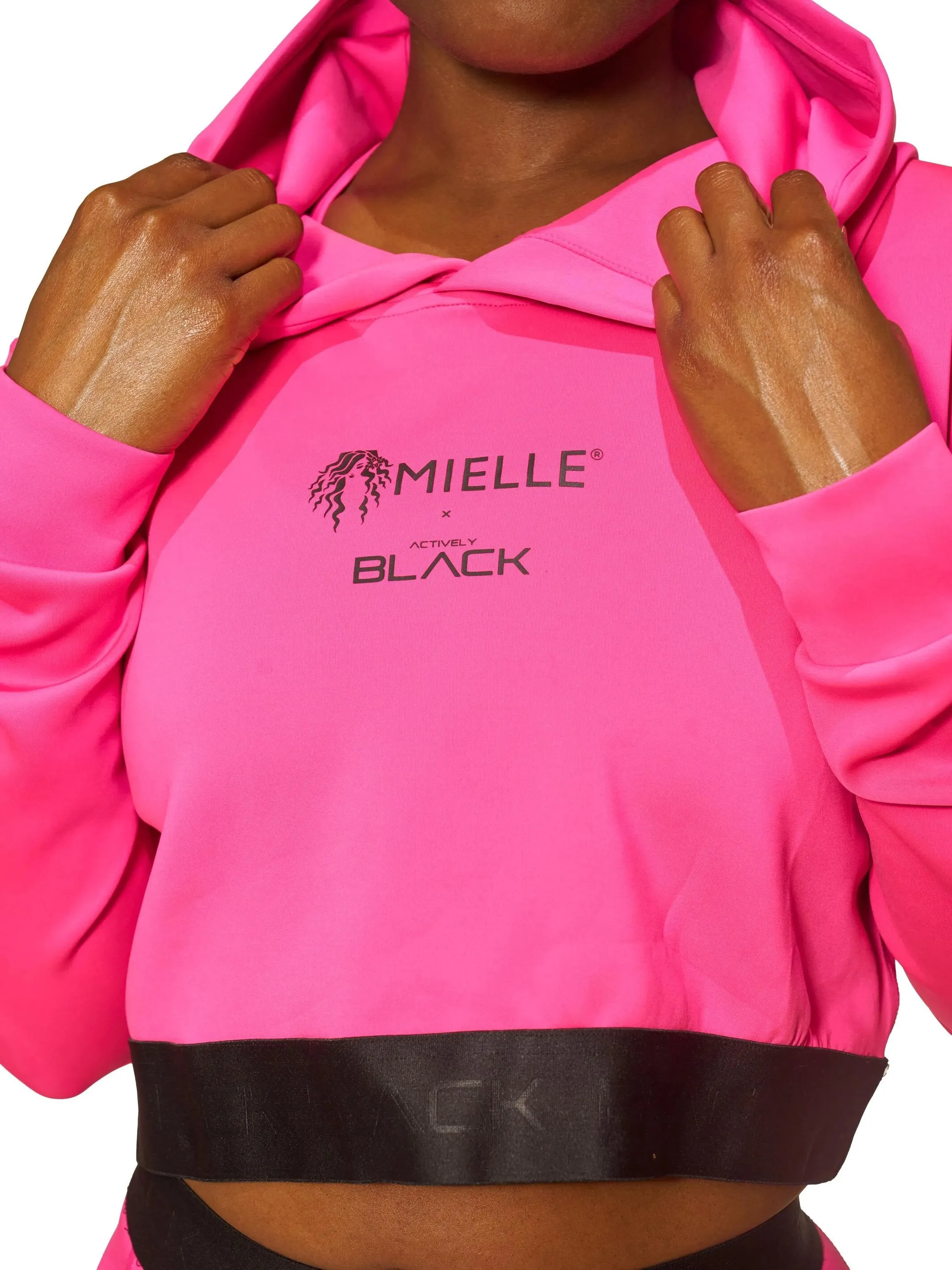 Actively Black x Mielle Pink Long Sleeve Crop Hoodie