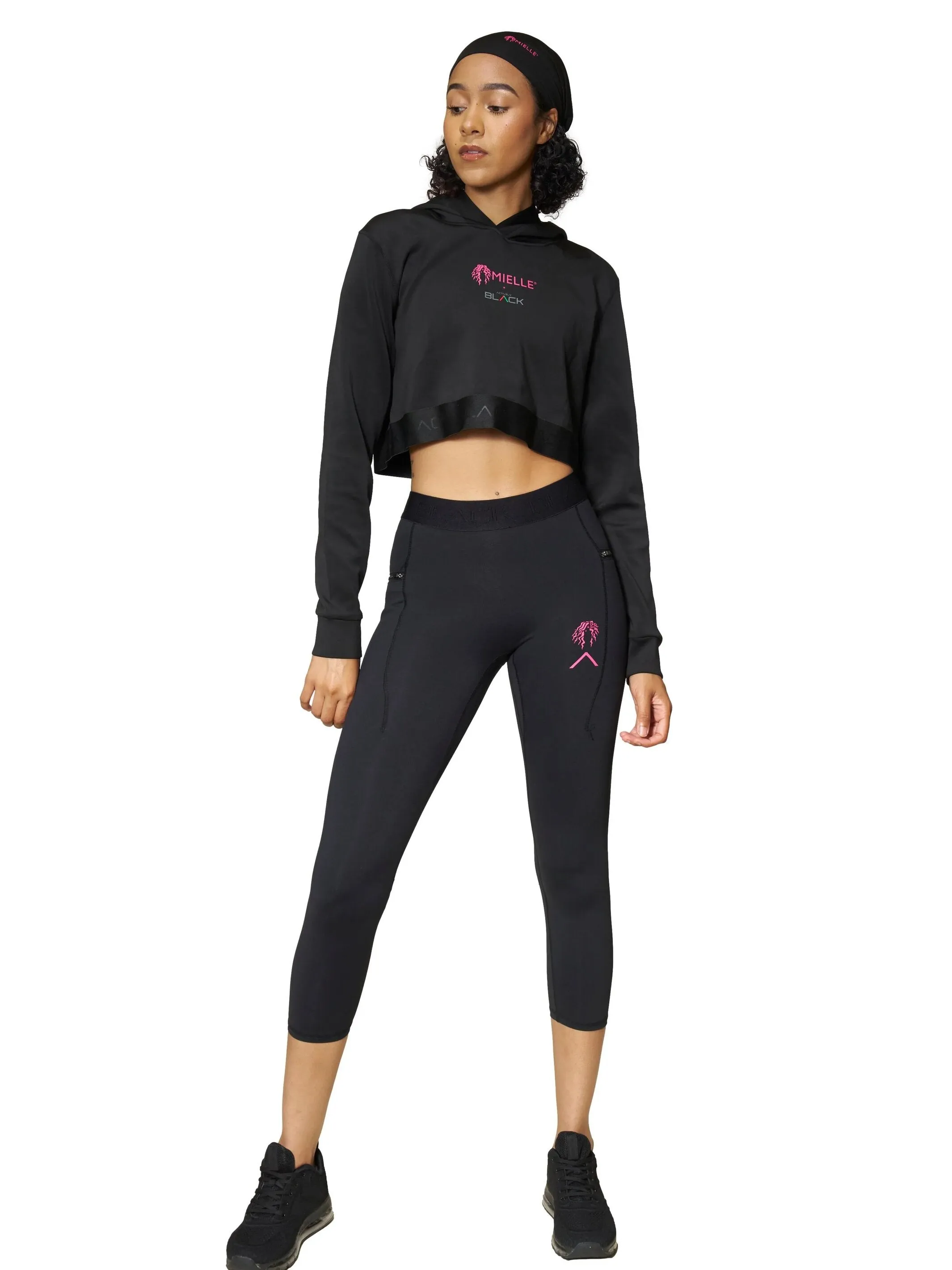 Actively Black x Mielle Pink Long Sleeve Crop Hoodie