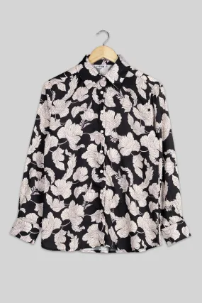 Ancient Black Floral Shirt For Women