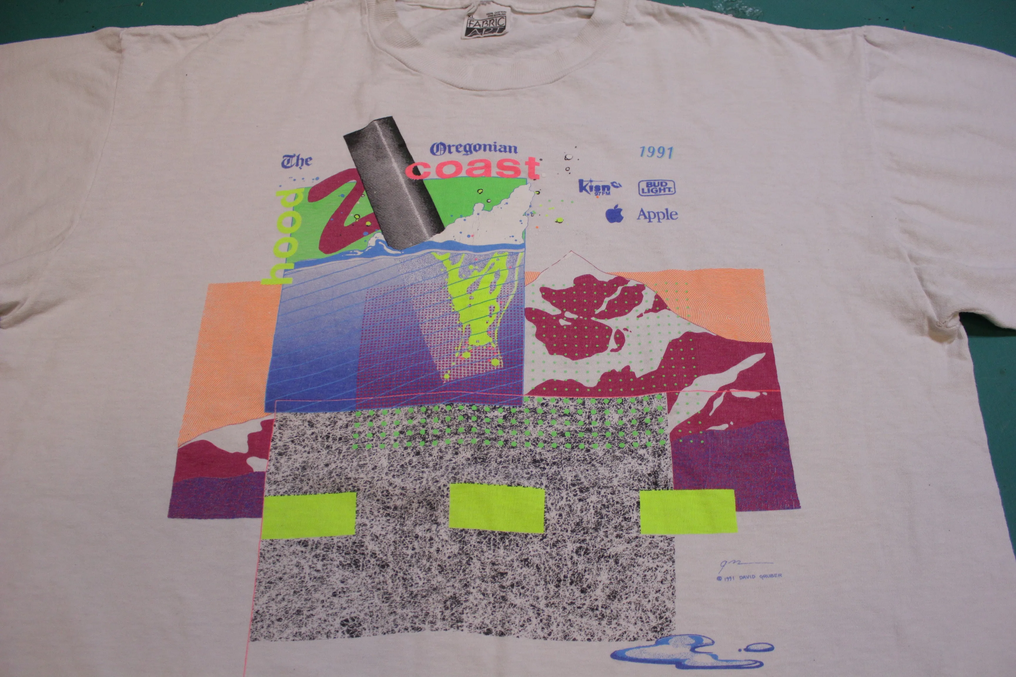 Apple Computer Bud Light Oregonian Coast 1991 Vintage Single Stitch Relay T-Shirt