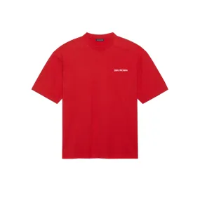 Balenciaga Logo Medium Fit Men's T-Shirt, Red