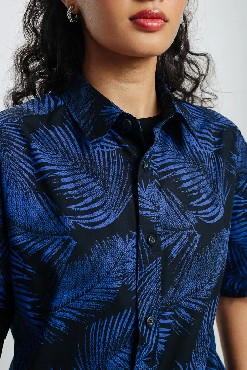 Black Blue Print Shirt