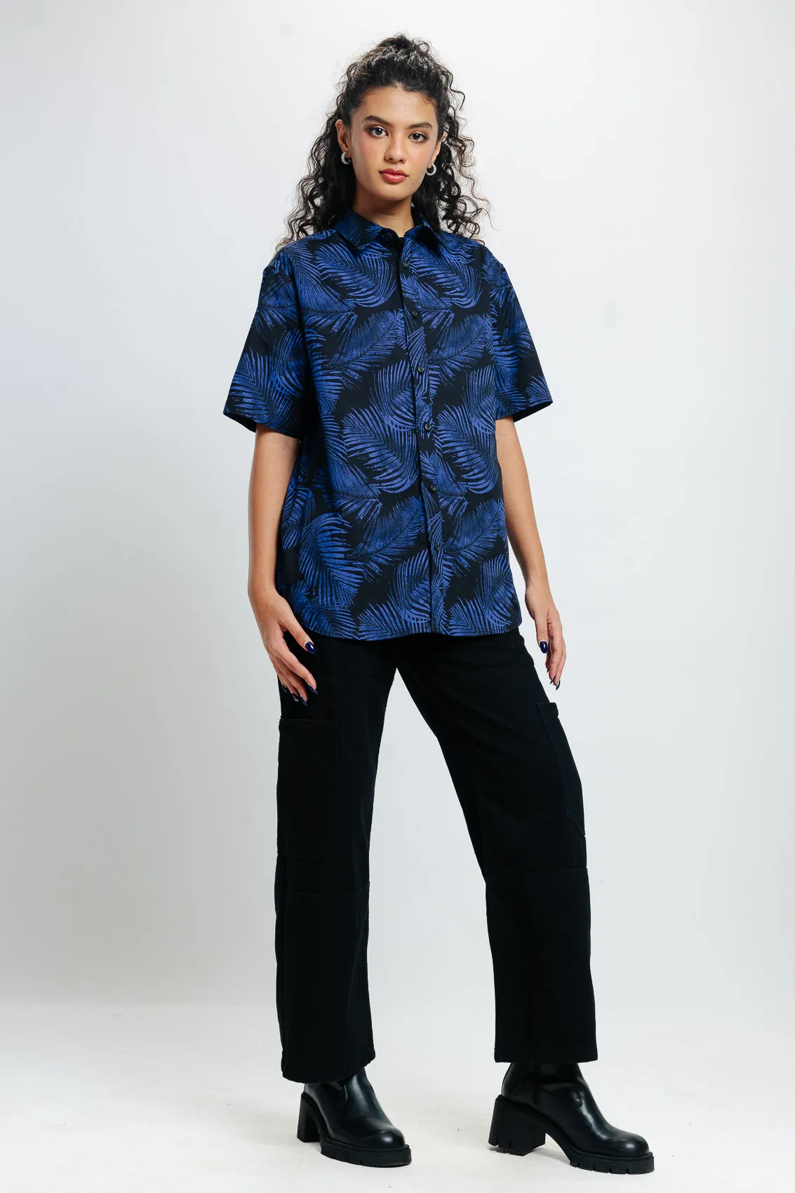 Black Blue Print Shirt