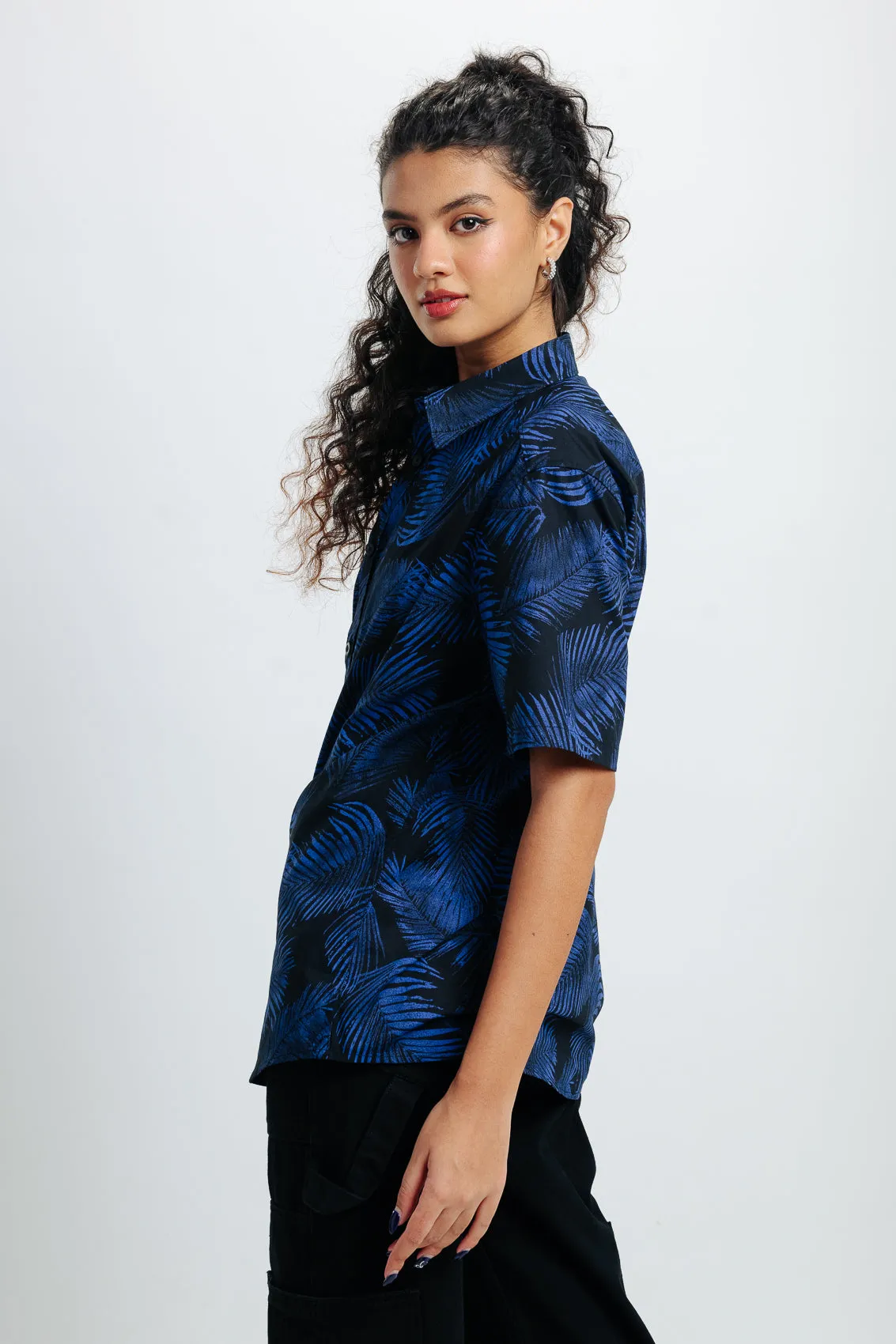 Black Blue Print Shirt