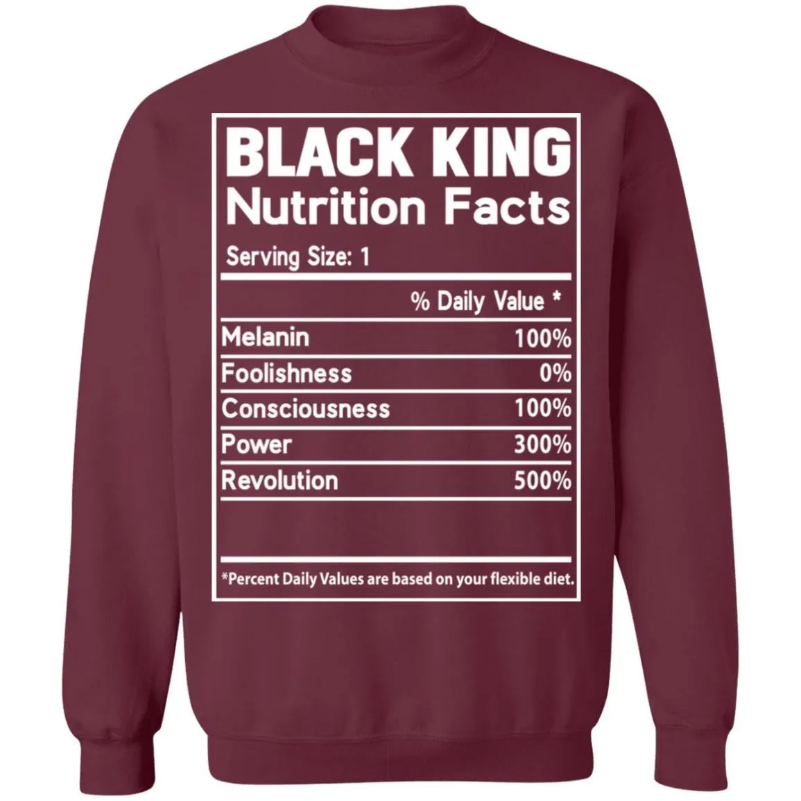 Black King Nutrition Facts T-shirt