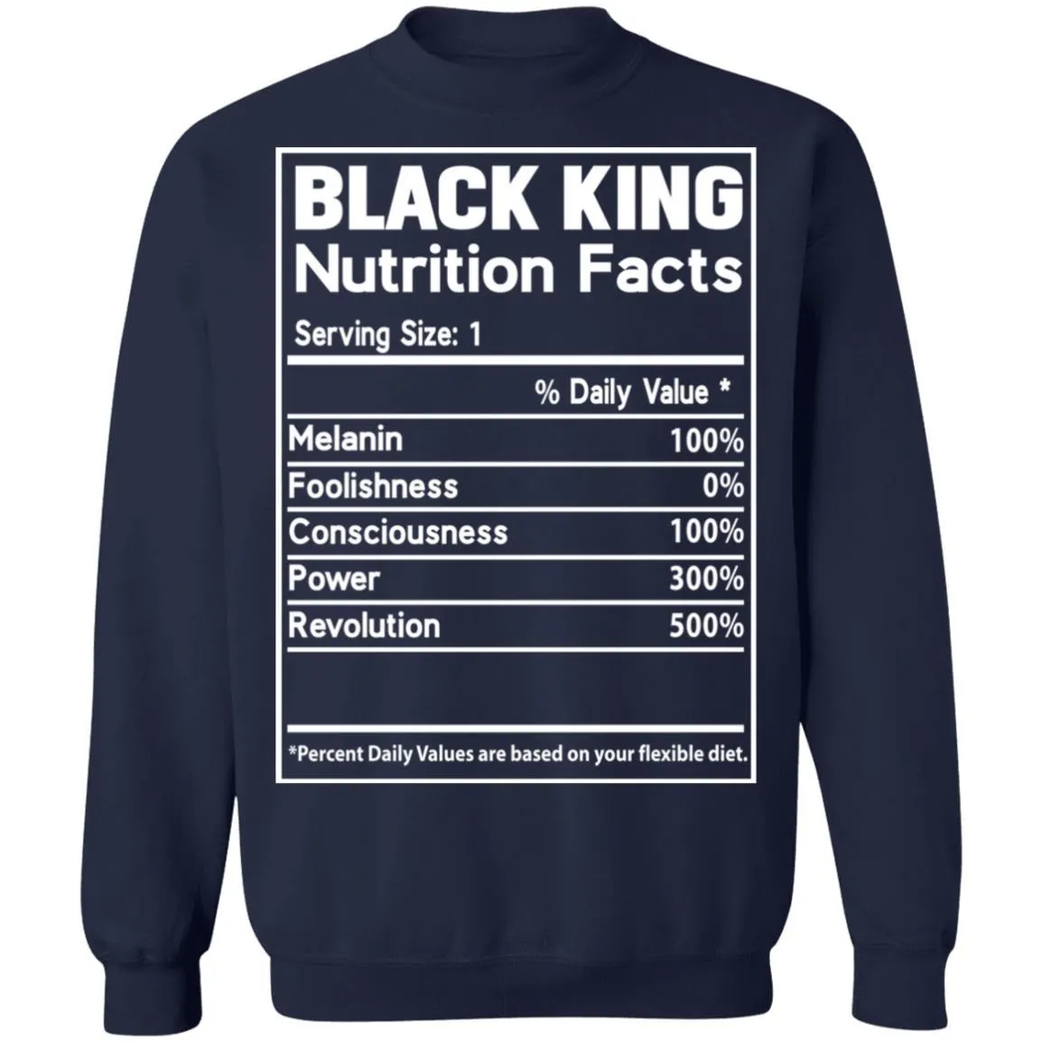 Black King Nutrition Facts T-shirt