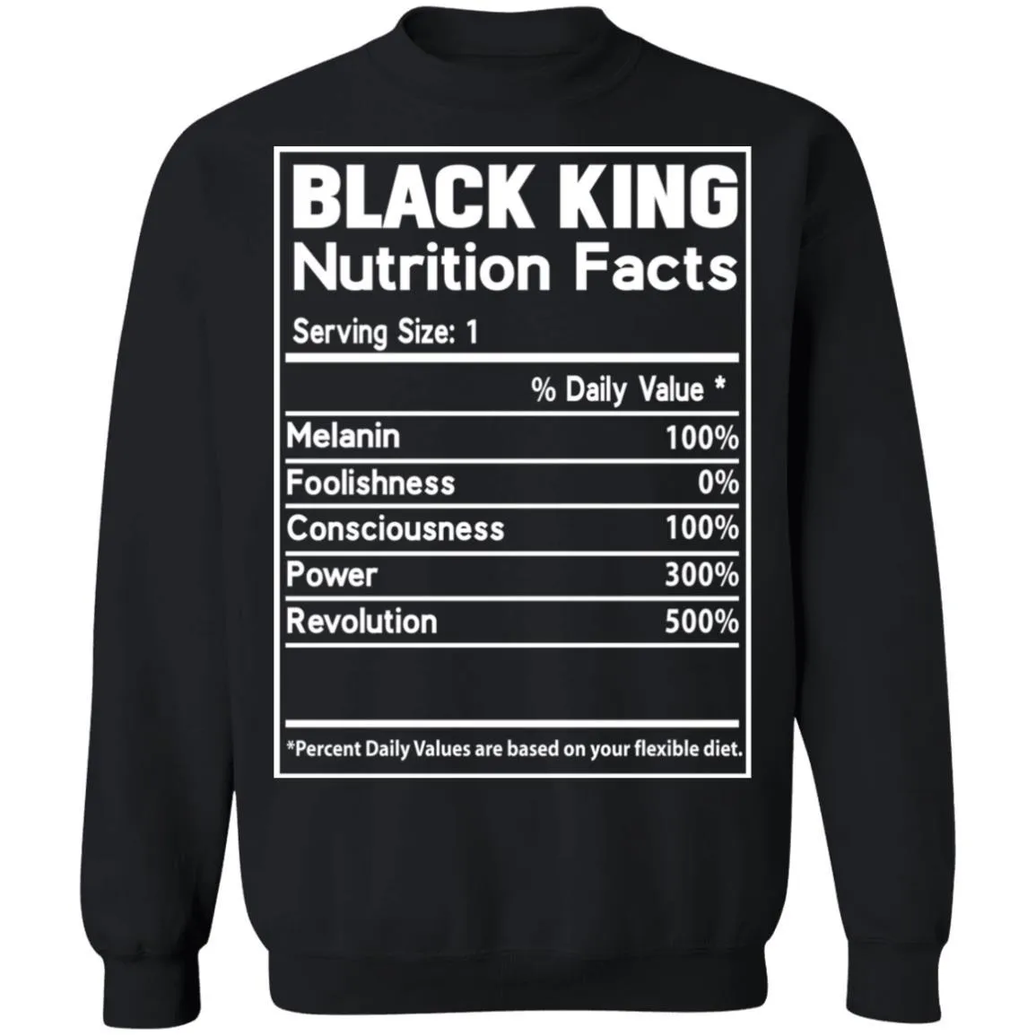 Black King Nutrition Facts T-shirt