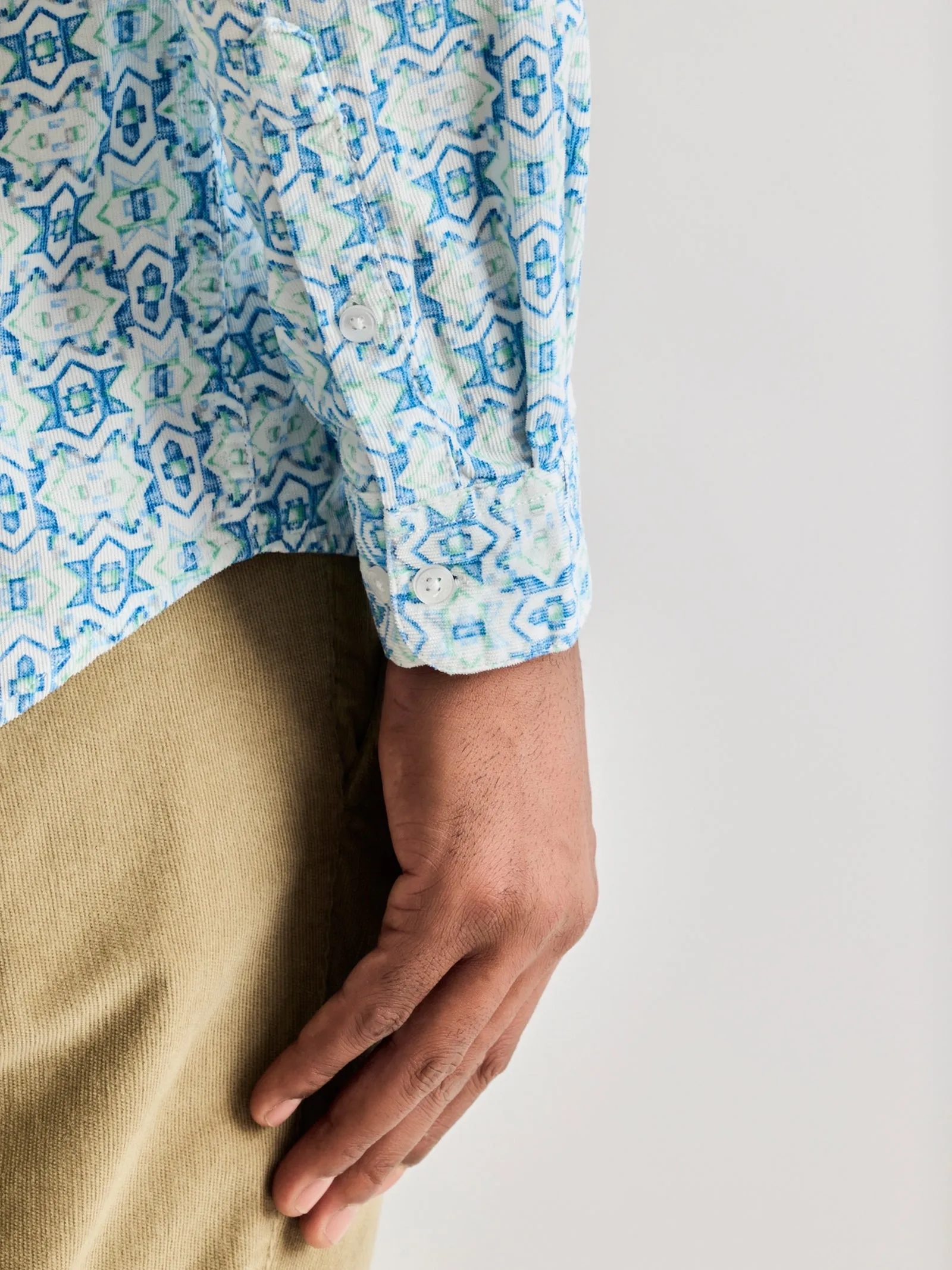 Blue Printed Corduroy Shirt