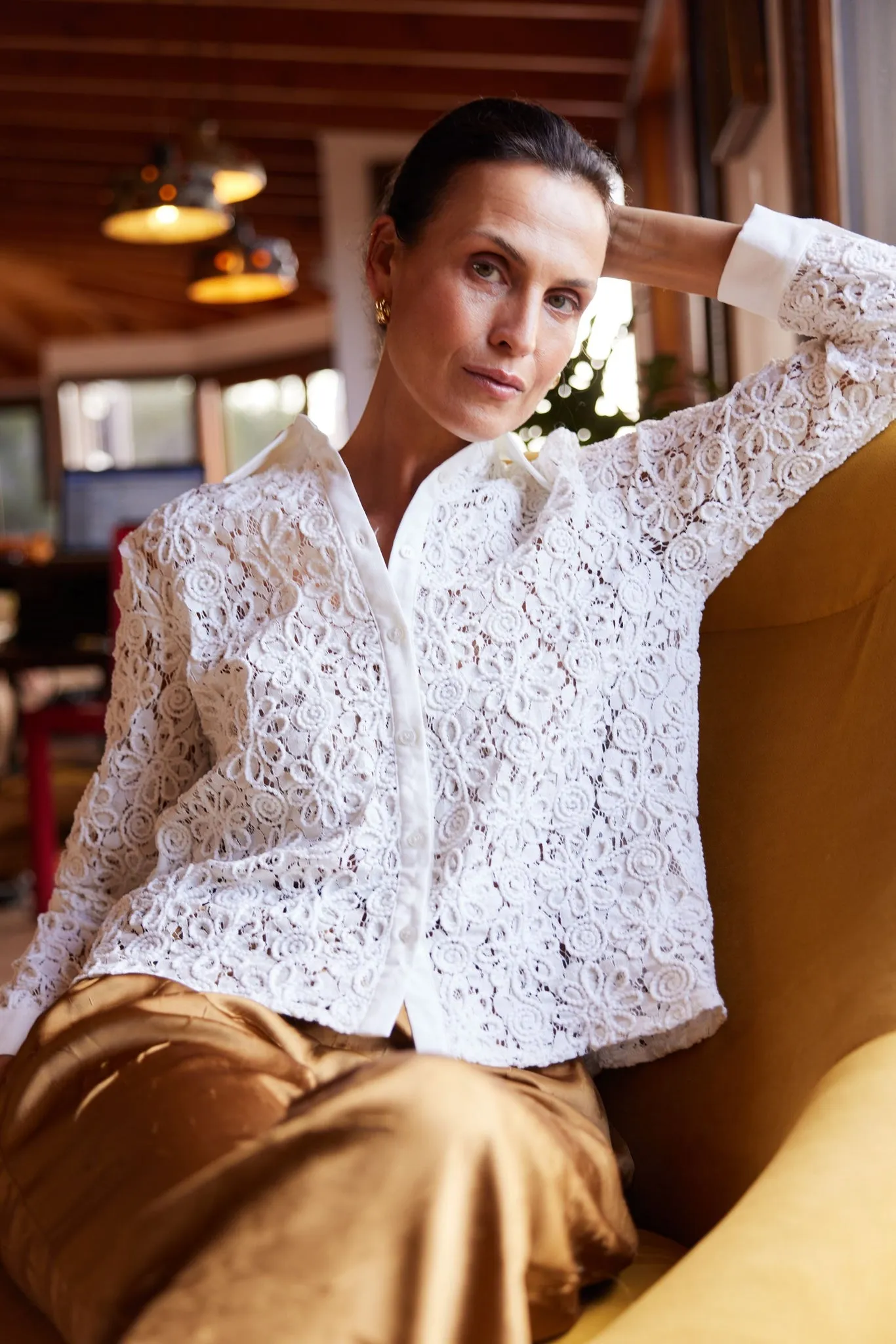 Brave & True Versaille Shirt White Raised Embroidery