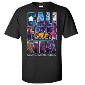 California Republic Cosmic State Flag Logo Design In Space Galaxy Asst Colors T-shirt/tee