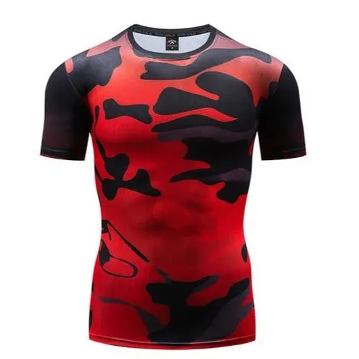 Camouflage Compression 'Liquid | Red' Short Sleeve Rashguard