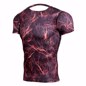 Camouflage Compression 'Red Lightning Camo' Short Sleeve Rashguard