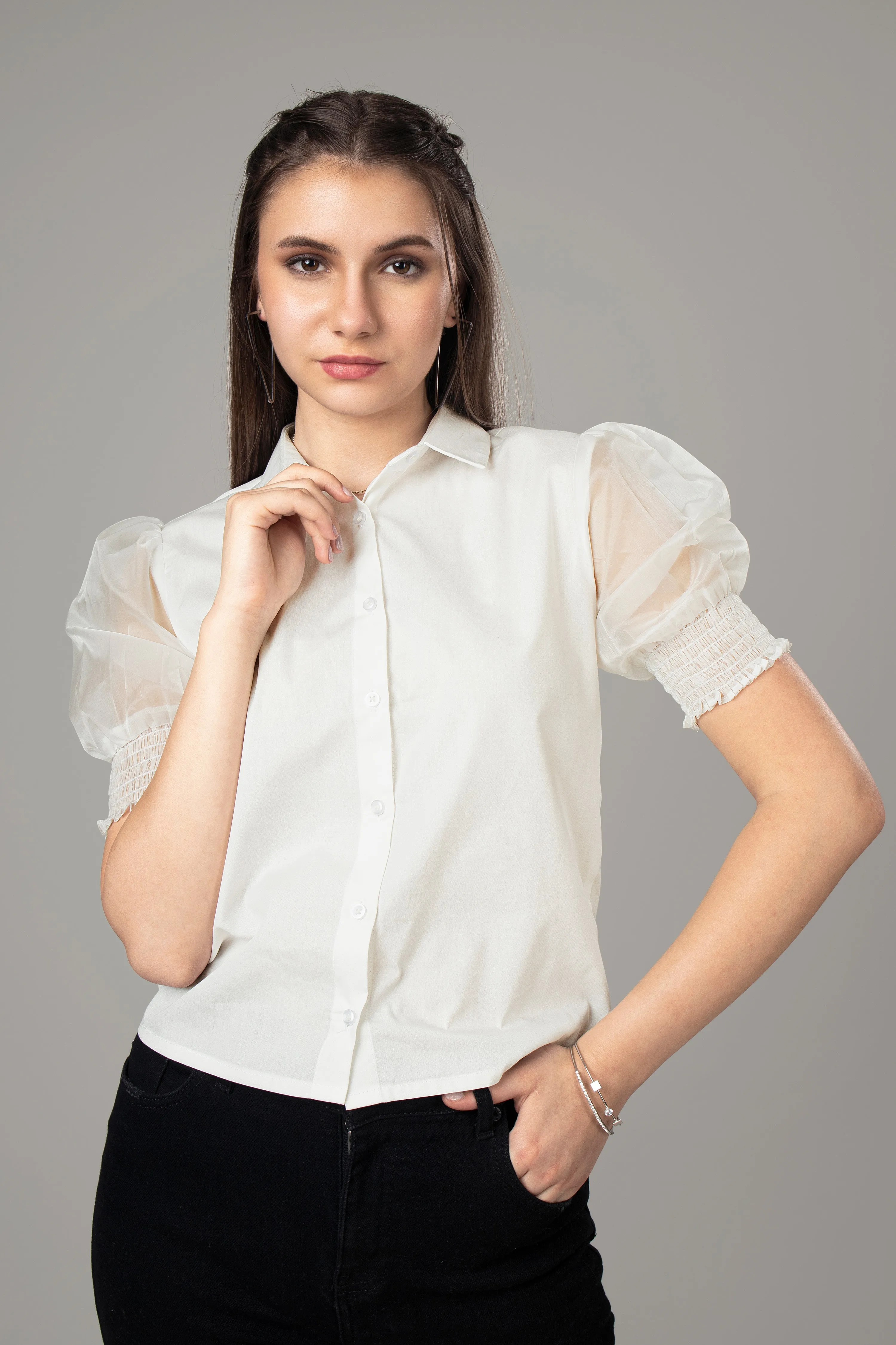 Casual Puff Sleeve Shirt For Women