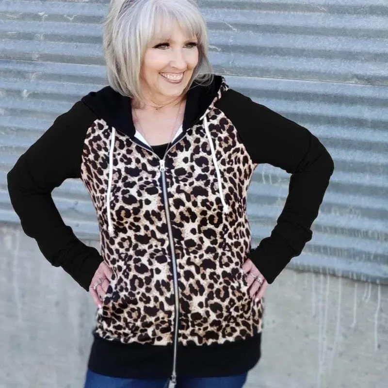 Cat Walk Leopard Print Hoodie