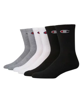 Champion Men's Logo Crew Socks, 6-Pack CH170