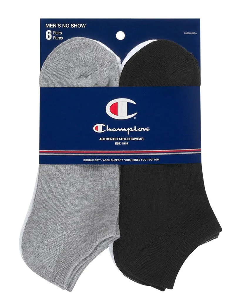 Champion Mens Logo No-Show Socks 6-Pack CH172