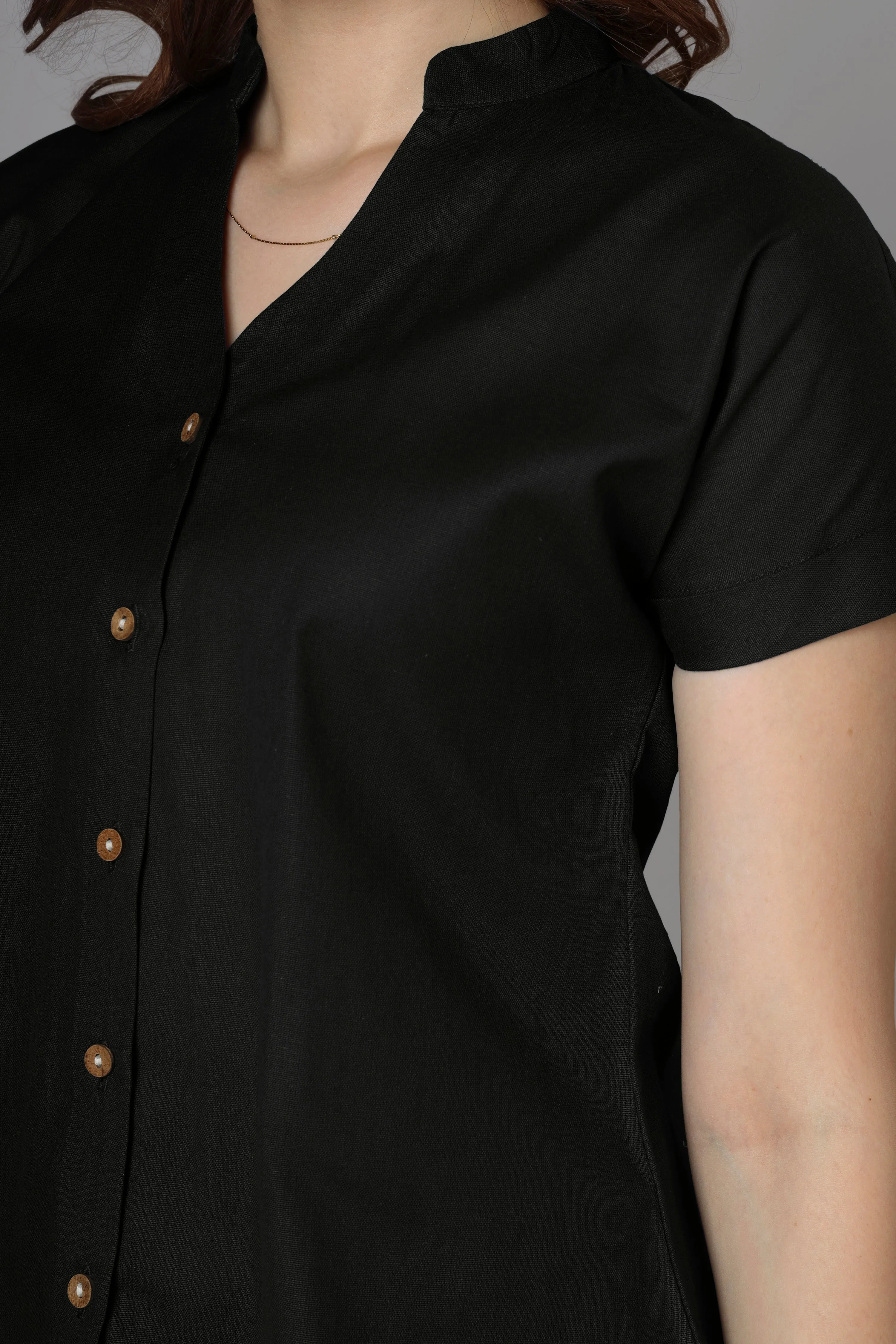 Classic Black Cotton Shirt For Women