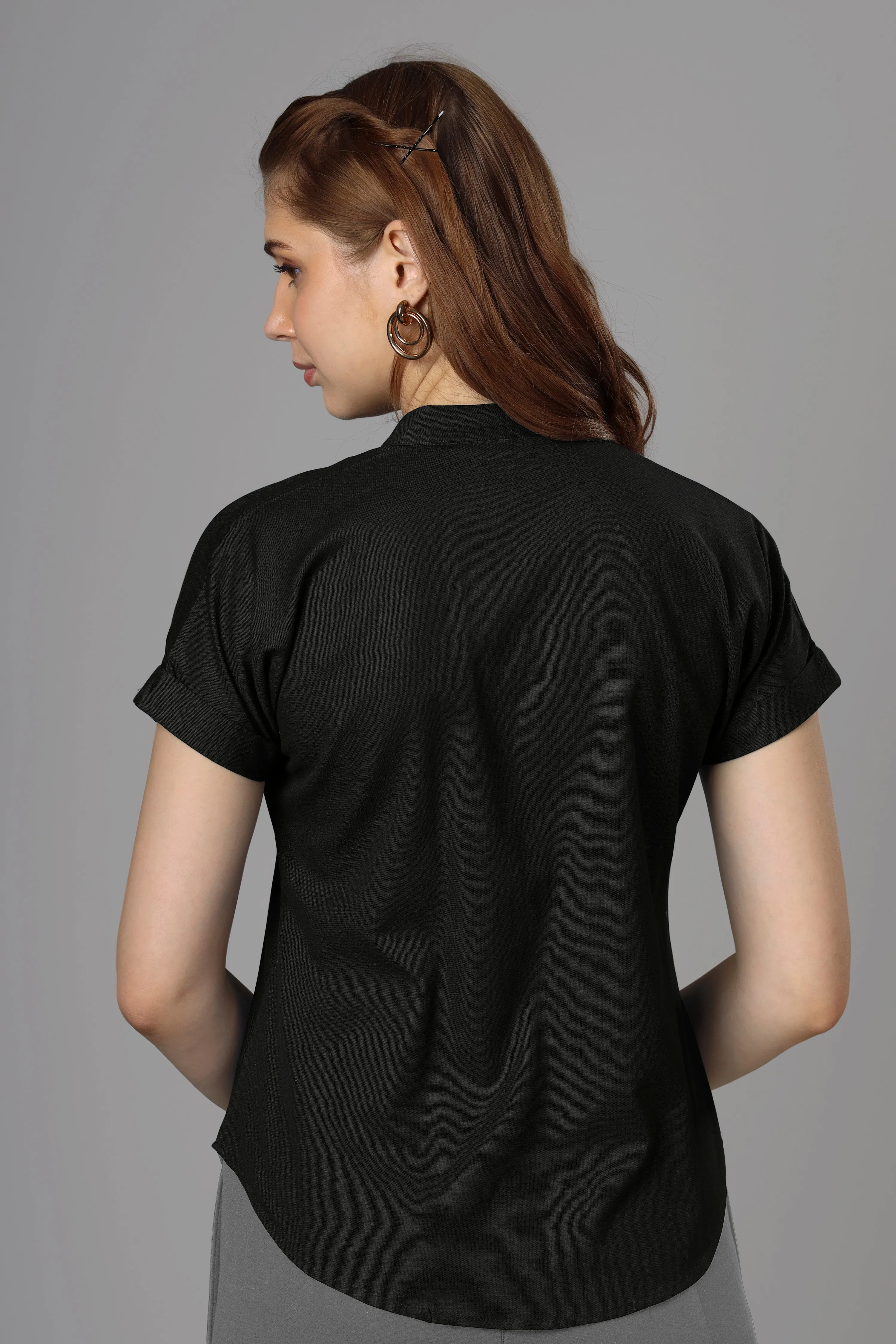 Classic Black Cotton Shirt For Women