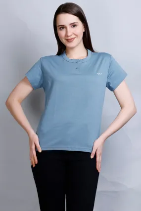 Cotton Casual Basic T-shirts For Summers - Teal Blue (Available  In Plus Sizes)