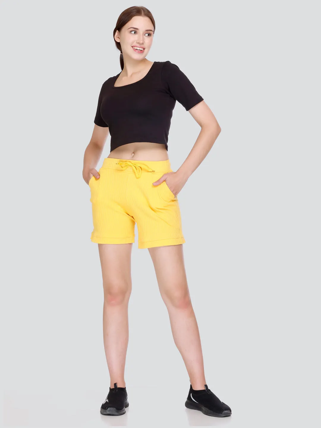 Cotton Cord Knit Shorts For Women - Mango