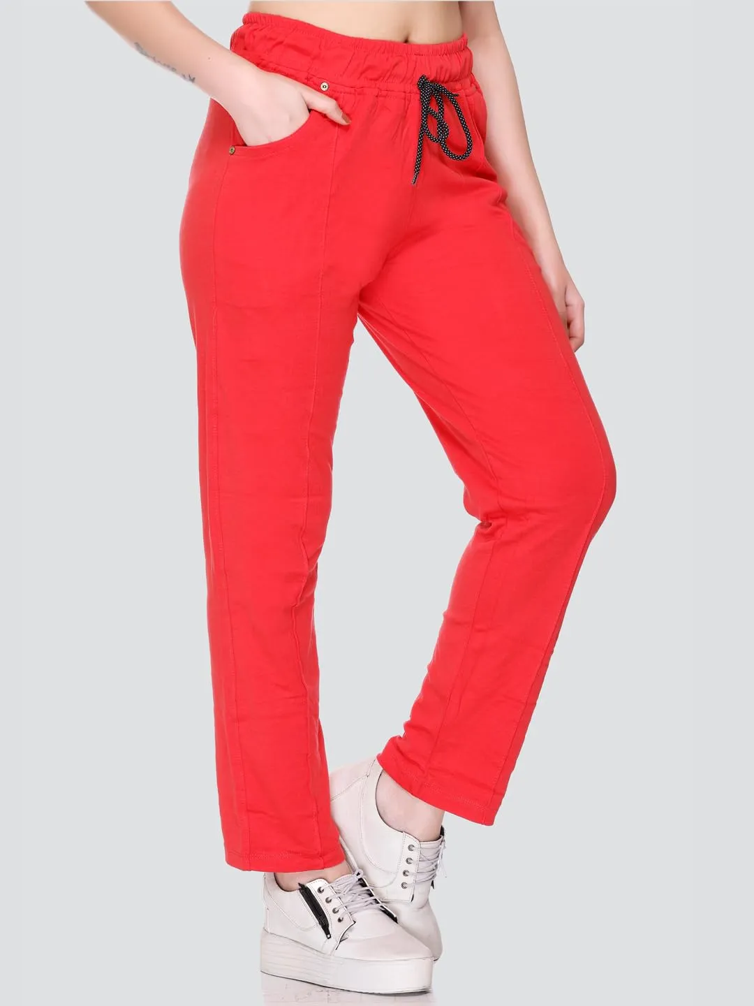 Cotton Red Loungepants For Women