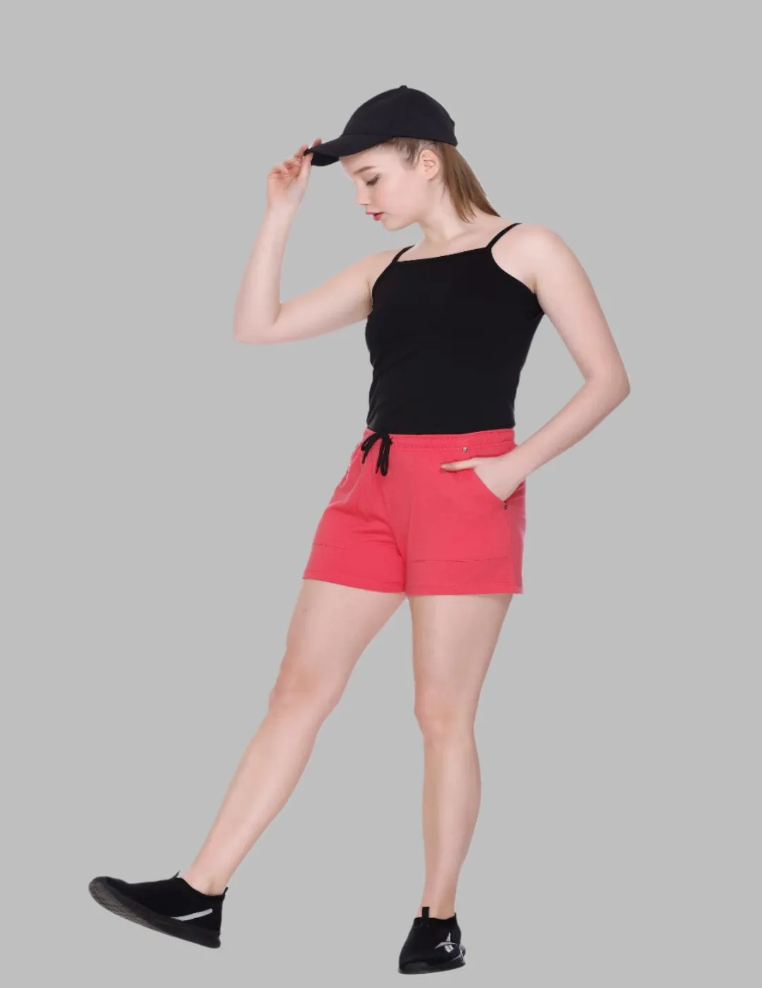 Cotton Shorts For Women Plain - Pink