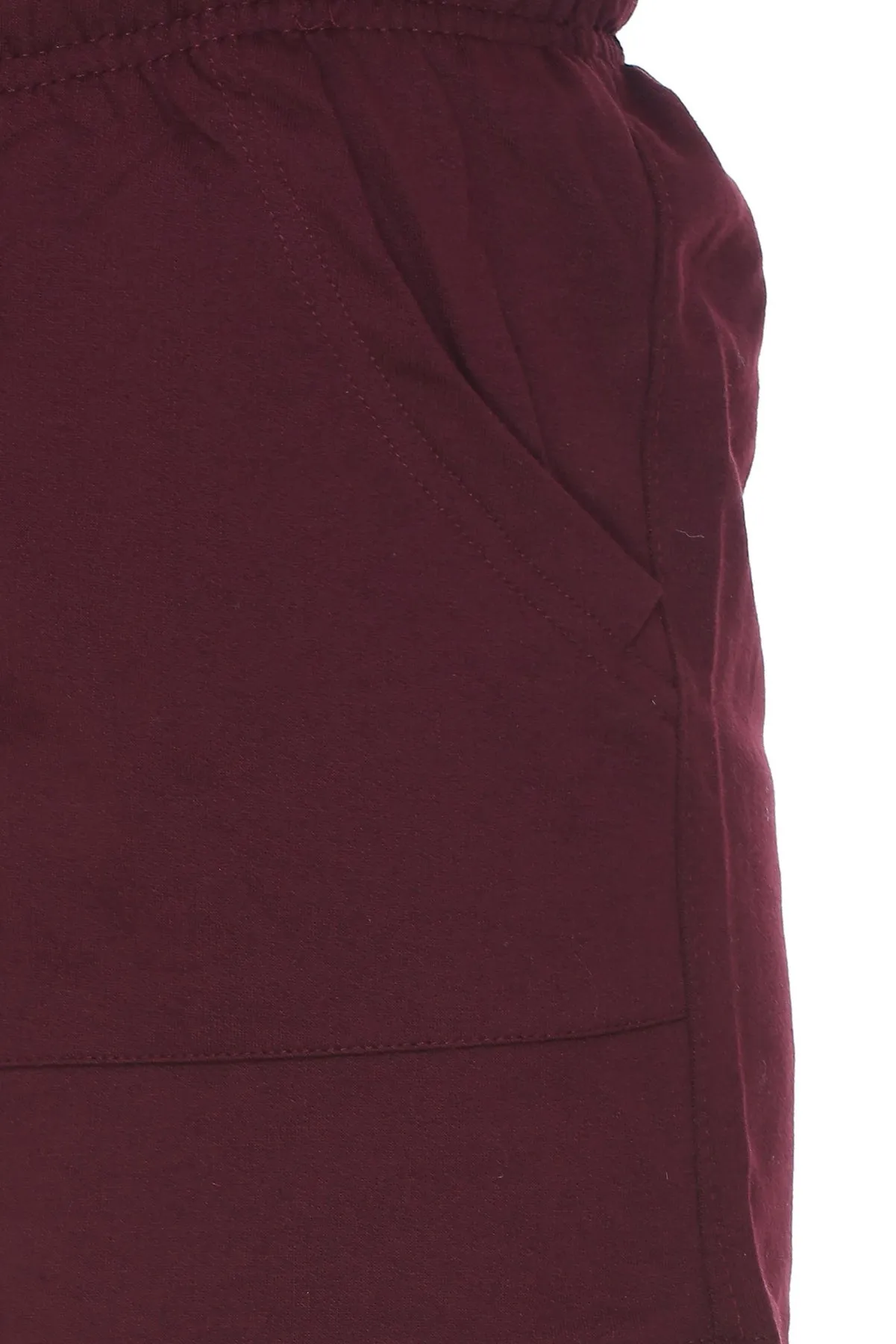 Cotton Shorts For Women Plain -Wine