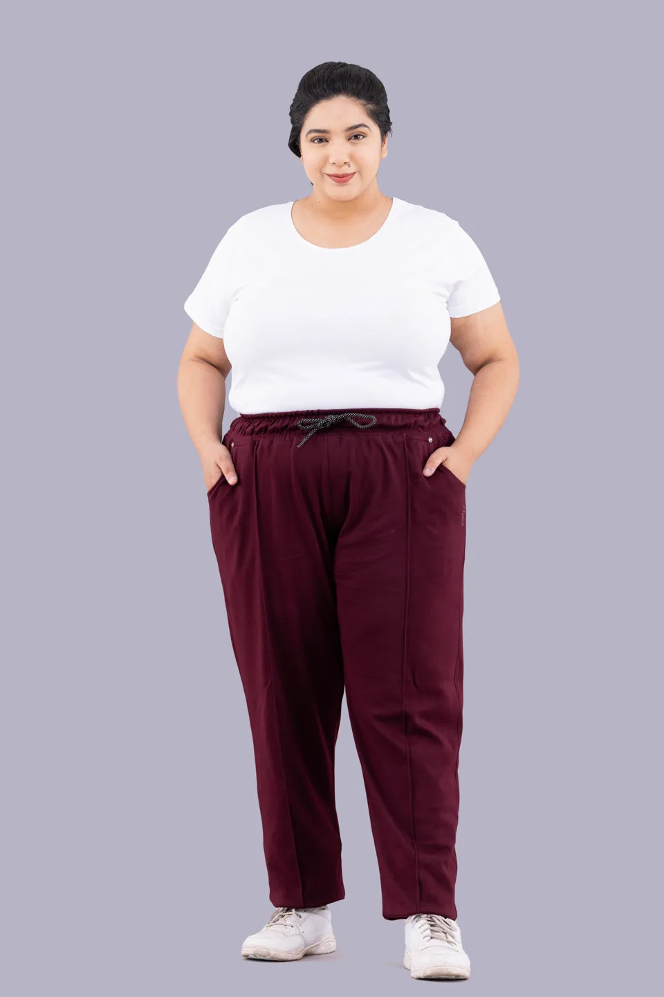 Cotton Track Pants - Relaxed Fit Lounge Pants - Wine