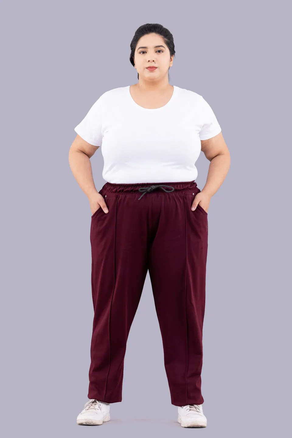 Cotton Track Pants - Relaxed Fit Lounge Pants - Wine