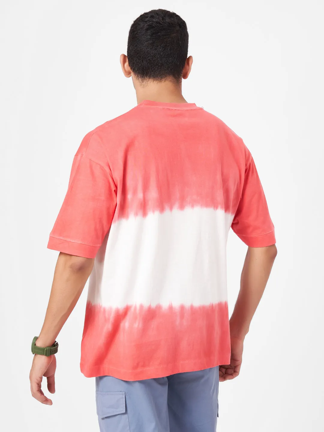 Dark Red Printed Half Sleeve Tie-Dye T-shirt