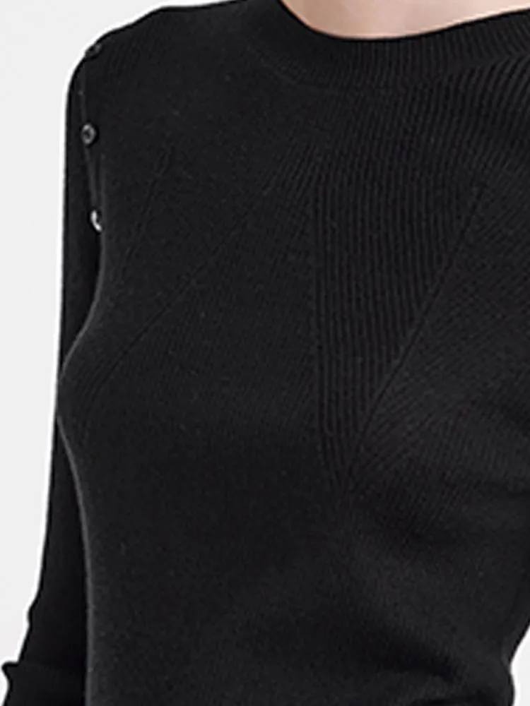 Detachable Sleeve Woolen Round Neck Women Sweater