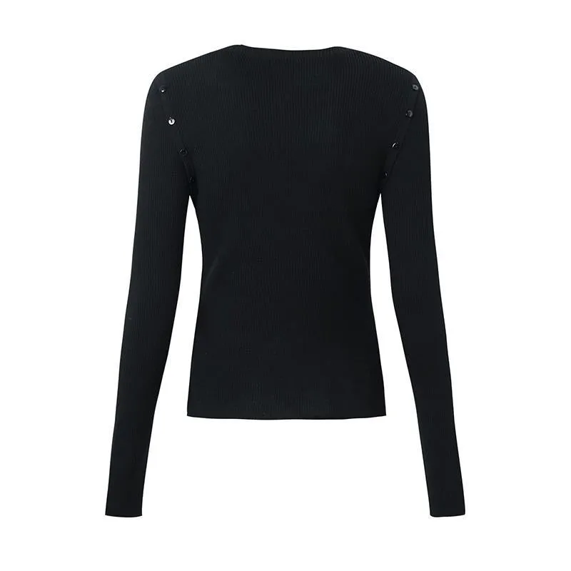 Detachable Sleeve Woolen Round Neck Women Sweater