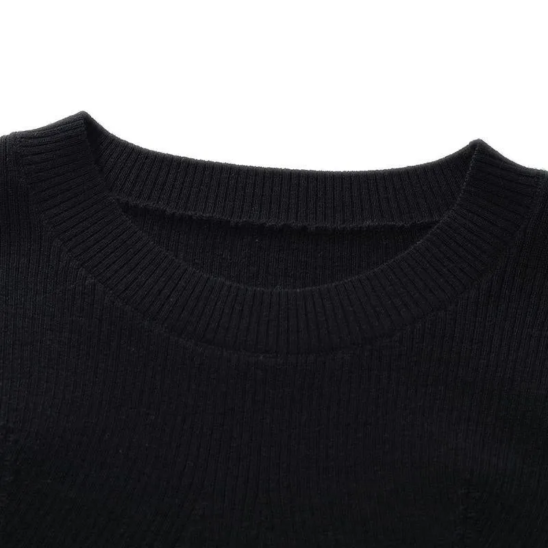 Detachable Sleeve Woolen Round Neck Women Sweater