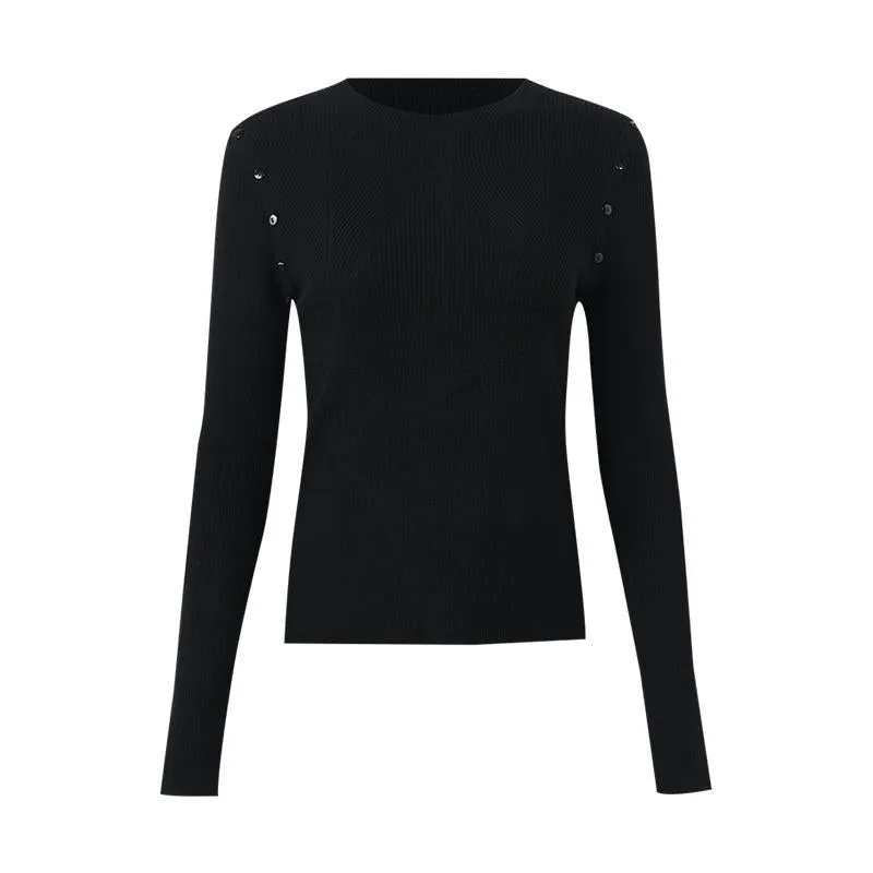 Detachable Sleeve Woolen Round Neck Women Sweater