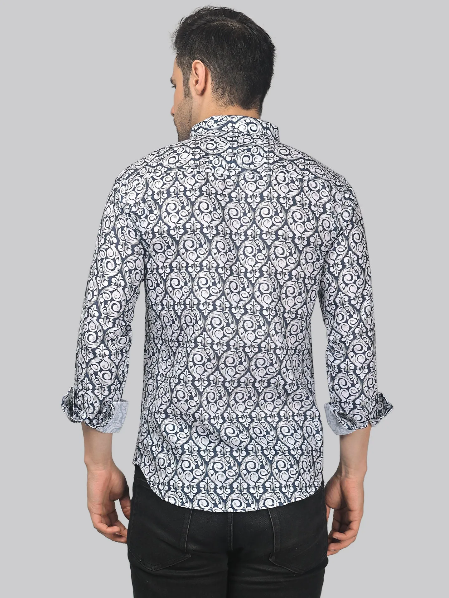 Edgy-glam Men's Printed Full Sleeve  Cotton Button-Up Shirt For Men