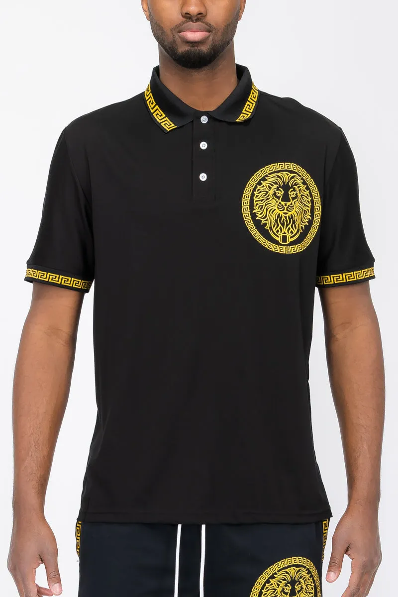 Embroidered Lion Head Polo Shirt