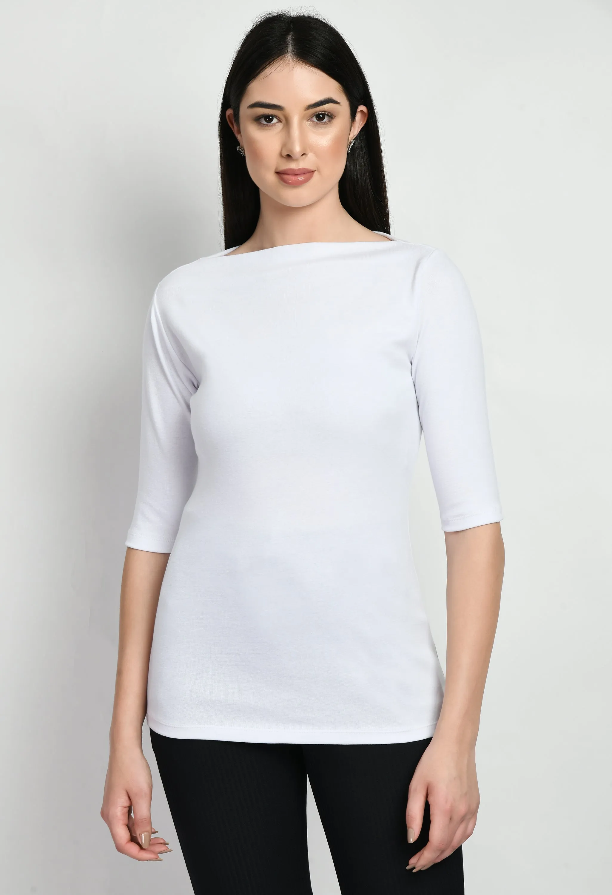 Exude Gratitude Boat Neck T-shirt (White)