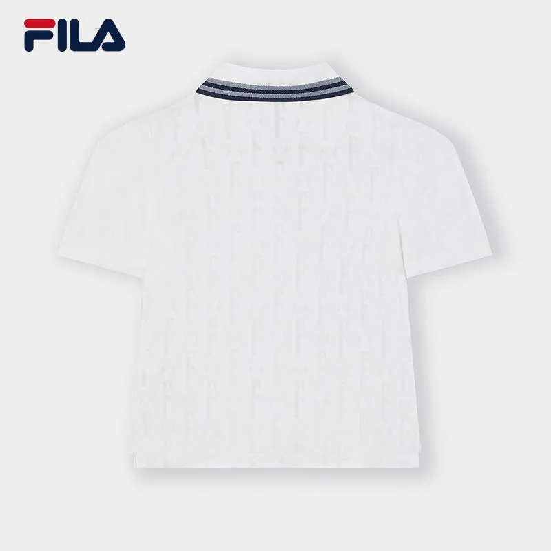 FILA CORE WHITE LINE EMERALD Women Short Sleeve Polo in White