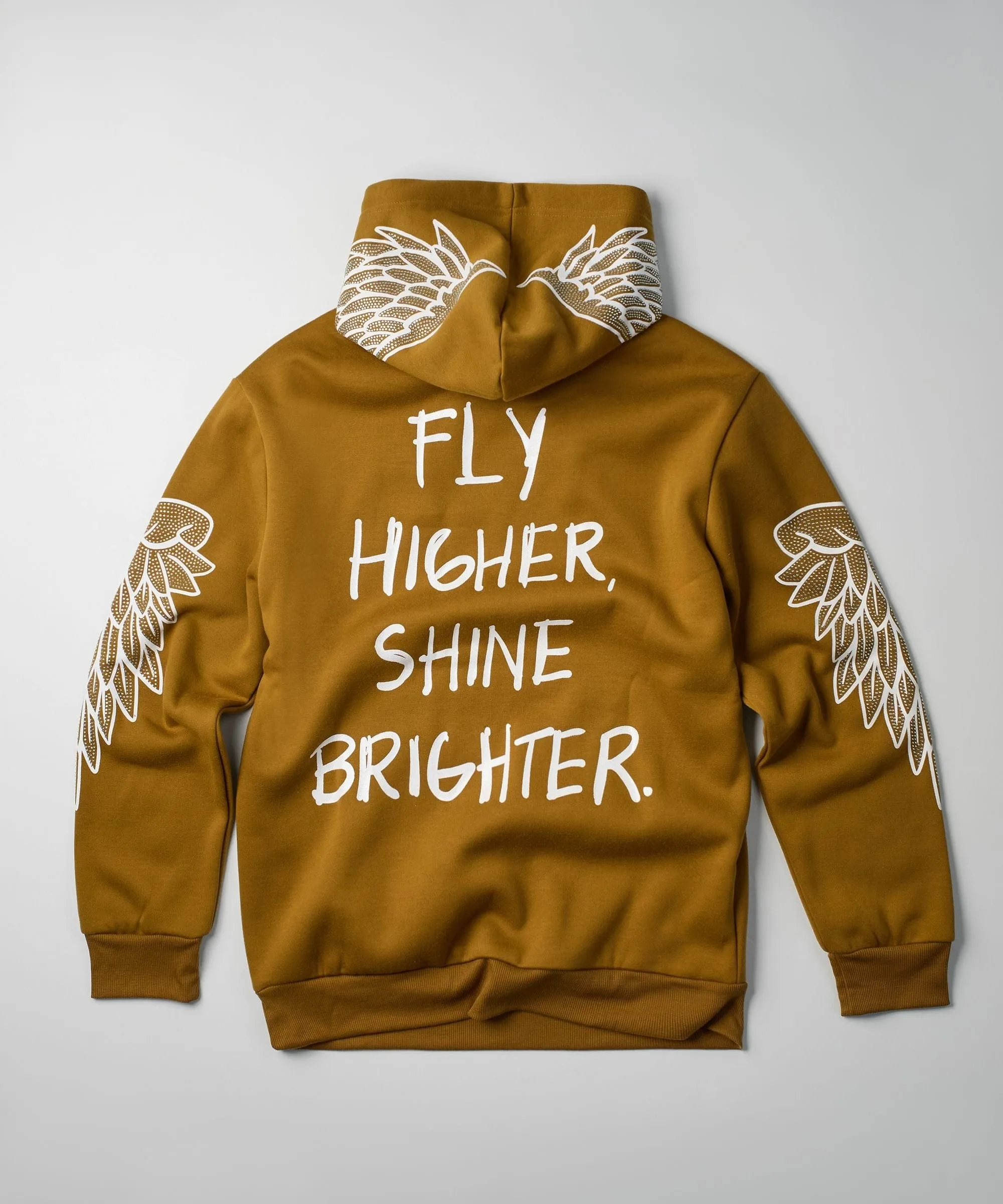 Fly Higher Rhinestone Hoodie - Olive Green