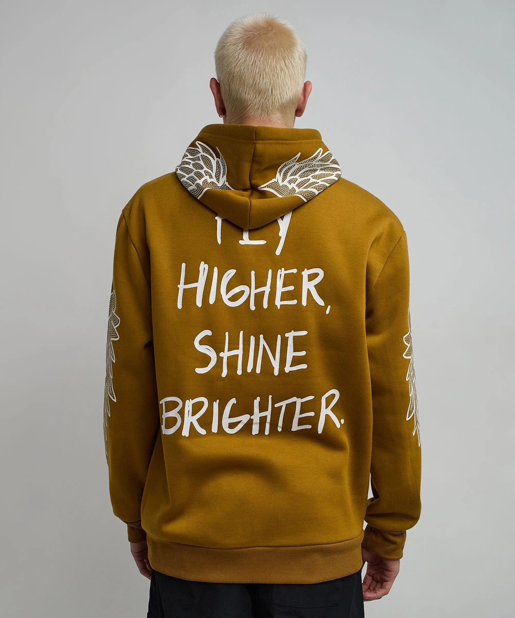 Fly Higher Rhinestone Hoodie - Olive Green