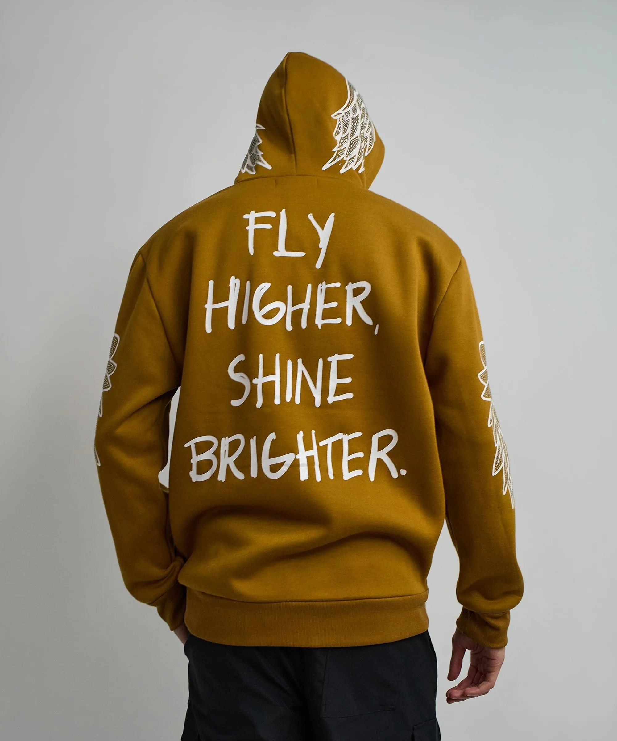 Fly Higher Rhinestone Hoodie - Olive Green