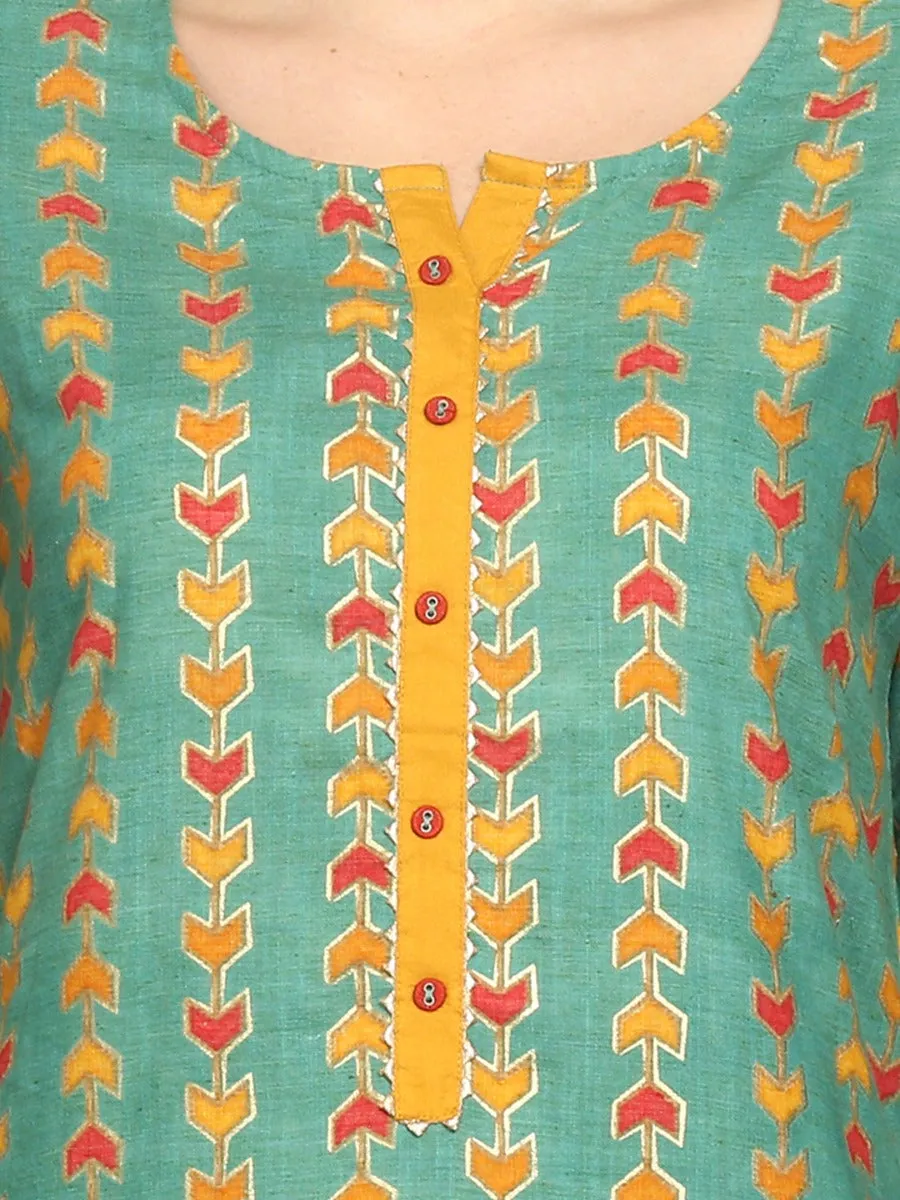 Gorgeous Green Geometric Printed Kurta