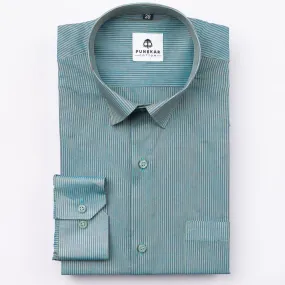 Gradient Green Color Lining Paper Cotton Shirts For Men