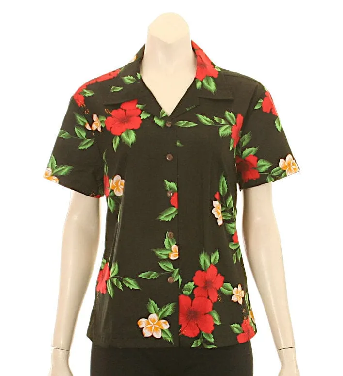 Hibiscus Plumeria Camp Blouse