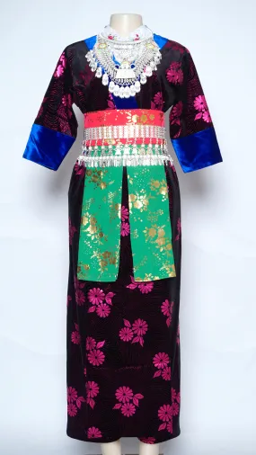 Hmong Xeev Pink Floral Velvet